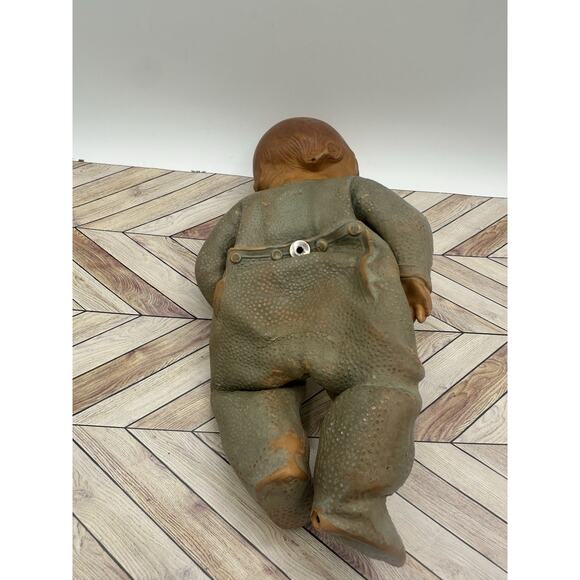 Vintage Rubber Squeeky Baby Boy Doll sleeping 1920 Antique - Picture 4 of 6